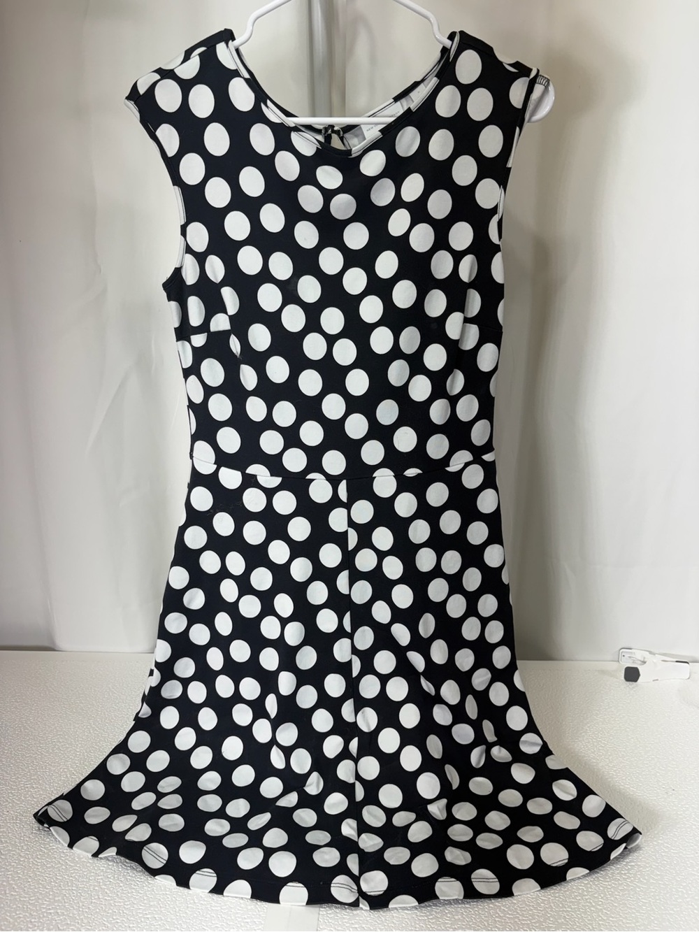 New York & Company Black and White Polka Dot Midi Dress Small-Tall 3527